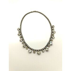 Vintage Rhinestone Necklace For Prom Bride With 15-Inch Length And Square Cut